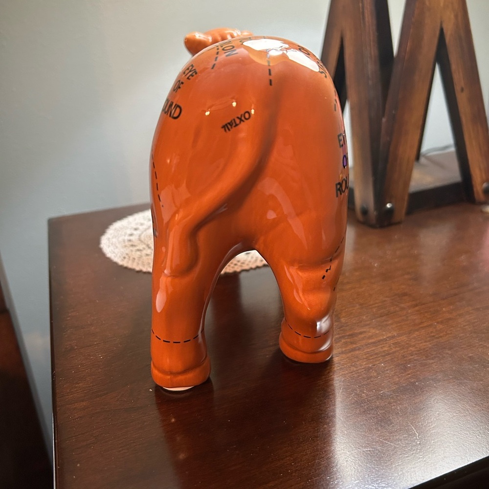 Light brown Ceramic Steer with Beef Cuts Figurine - Picture 4 of 6